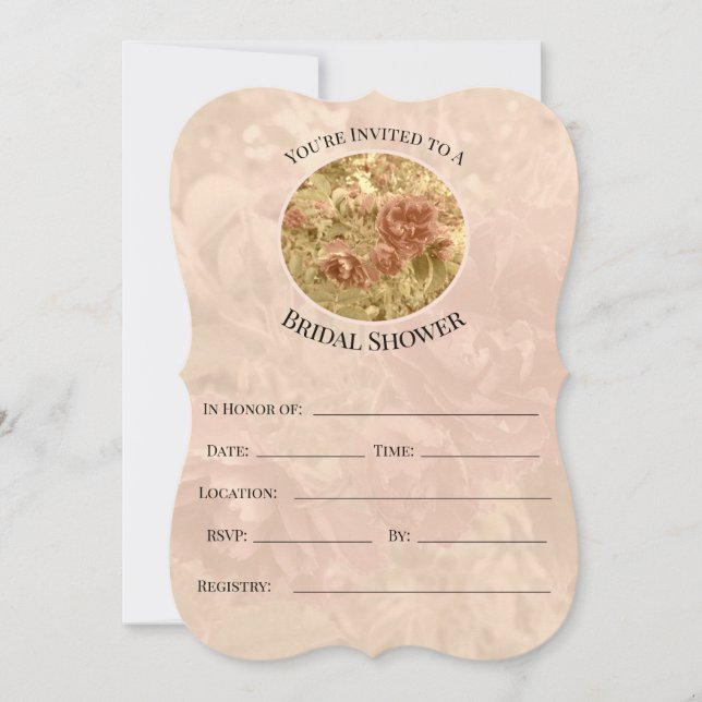 Hübsche und Peachy Blumendusche Einladung (Vorderseite)