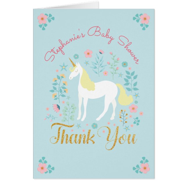 Hübsche Unicorn Gold Glitzer Kinderdusche Vielen D (Vorne)
