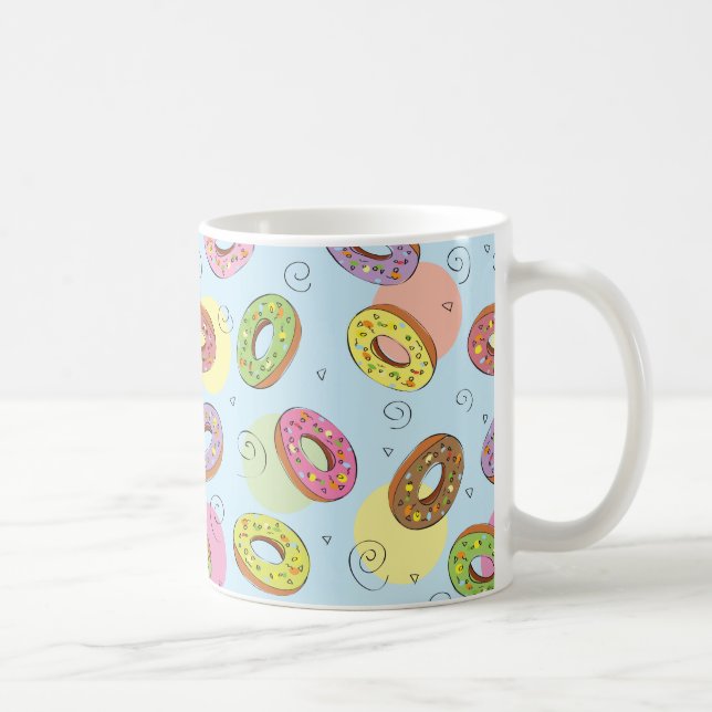 Hübsche Urinfarbe, Donusmuster Blau Kaffeetasse (Rechts)