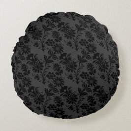 HÜBSCHE VERZIERTE BLACK FLORAL PATTERS RUNDES KISSEN