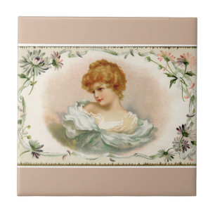 Hübsche Viktorianische Lady Floral Fliese