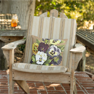 Hübsche Vintage Blume auf Imitaten Jute Burlap O Kissen
