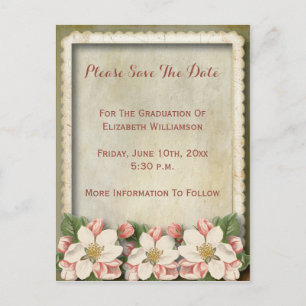 Hübsche Vintage-Blumen Abschluss Save The Date Postkarte