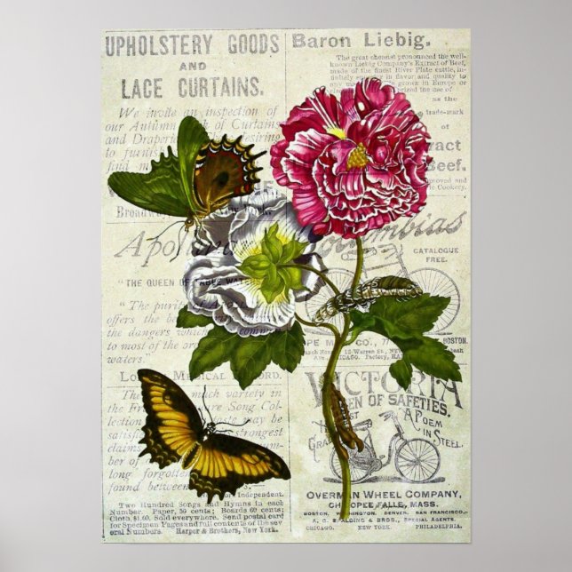 Hübsche Vintage Collage Leinwand Poster (Vorne)