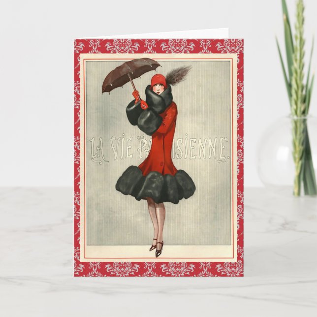 Hübsche Vintage Fashion/Flapper-Grußkarte Karte (Vorderseite)