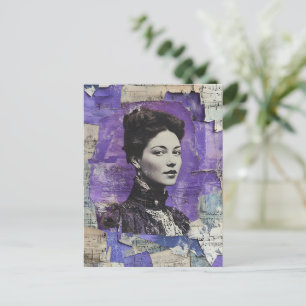Hübsche Vintage-Frau Lila Collage Notenblatt  Postkarte