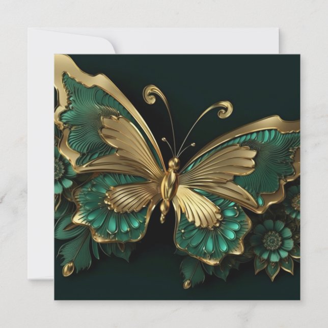 Hübsche Vintage Green & Gold Butterfly (Vorderseite)