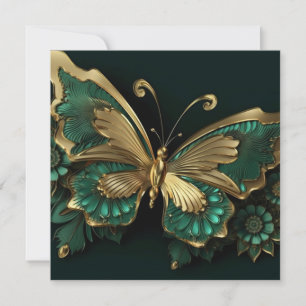 Hübsche Vintage Green & Gold Butterfly