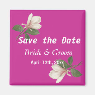 Hübsche Vintage-Magnolienblüte rosa Save-the-Date Magnet