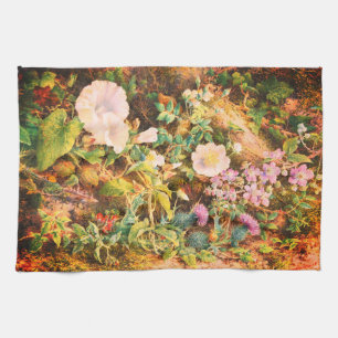 Hübsche Vintage-Petunien-Blumen-Blumenmalerei Geschirrtuch