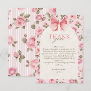 Hübsche Vintage-Rosa-Blumen-Braut-Party  Dankeskarte