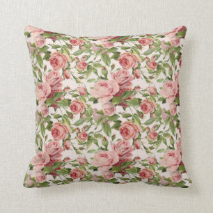 Hübsche Vintage rosa Rosen Kissen