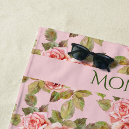 Hübsche Vintage Rosa Roses Personalisiert Beach To Strandtuch