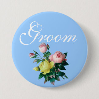 hübsche Vintage Rosa und Gelb-Rosa-Blume pflegen Button