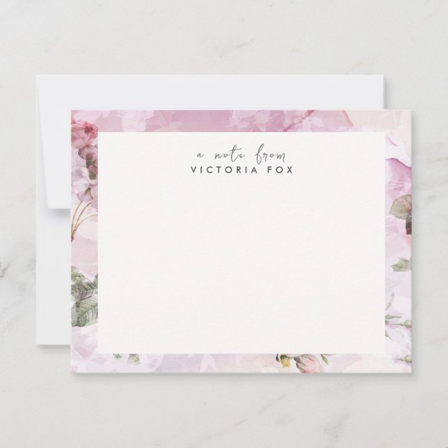 Hübsche Vintage Rose Personalisiert Stationierung Mitteilungskarte (Vorderseite)
