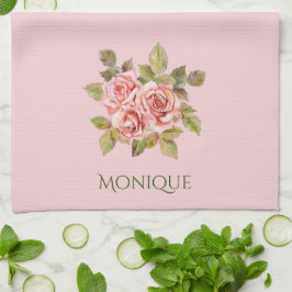 Hübsche Vintage Rosensteine Personalisiert Geschirrtuch