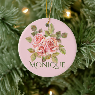 Hübsche Vintage Rosensteine Personalisiert Keramik Ornament