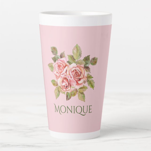 Hübsche Vintage Rosensteine Personalisiert Milchtasse (Vorderseite)