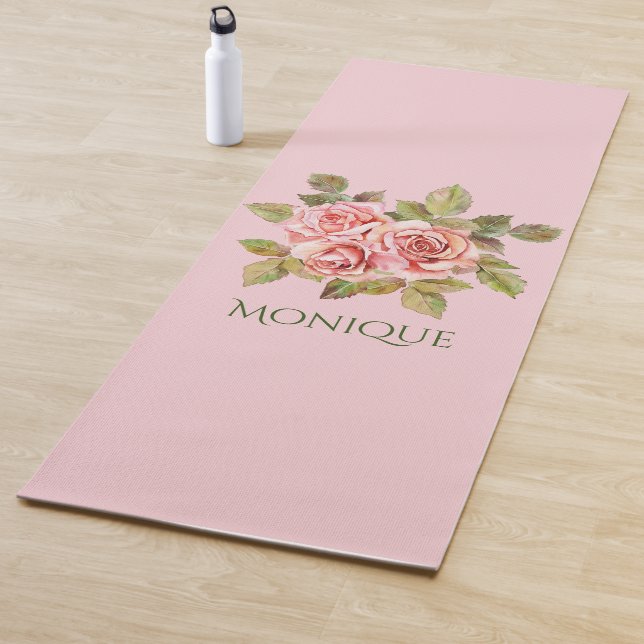 Hübsche Vintage Rosensteine Personalisiert Yogamatte (Beispiel)