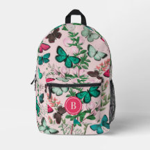 Hübsche Vintage Schmetterlinge Rosa Monogramm