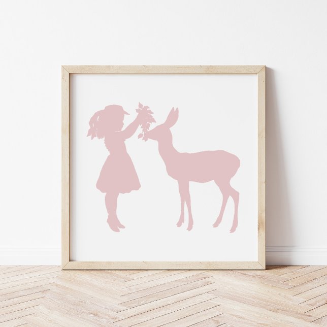 Hübsche Vintage Silhouette Girl and Deer Poster (Von Creator hochgeladen)