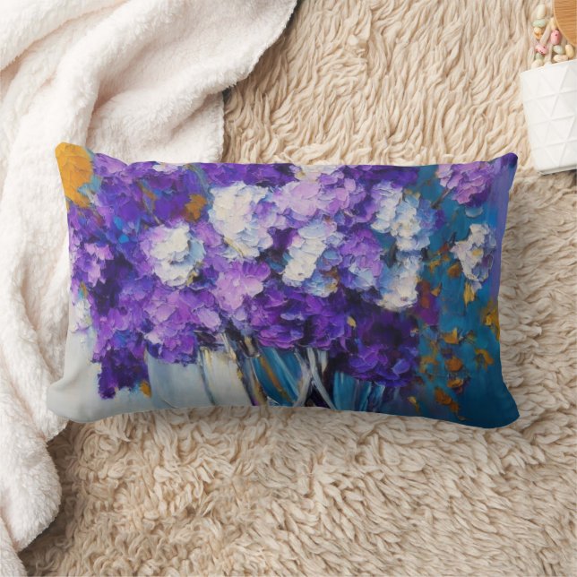 Hübsche Vintage violette Blumen Lendenkissen (Decke)