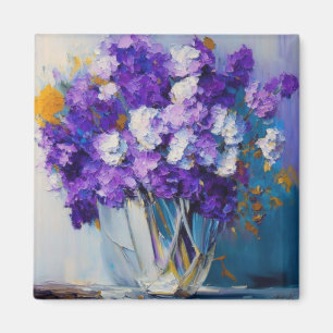 Hübsche Vintage violette Blumen Magnet