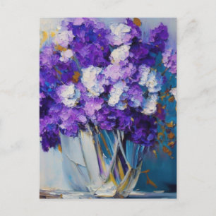 Hübsche Vintage violette Blumen Postkarte