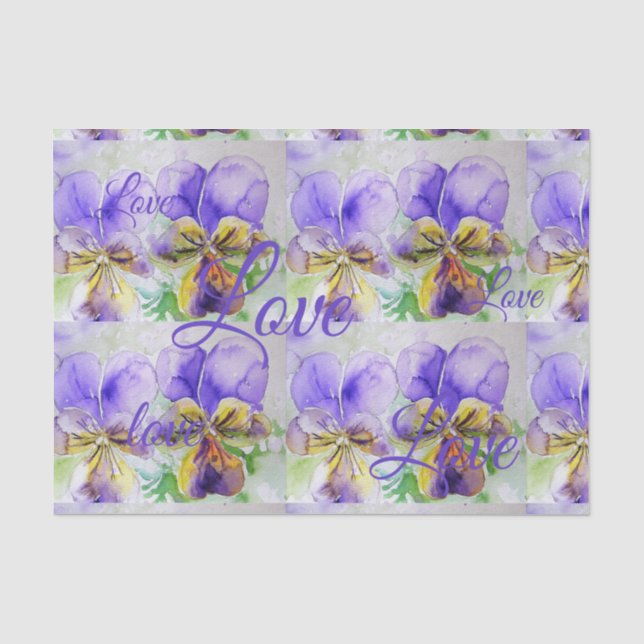 Hübsche Viola Blume Floral Lila Muster Liebe Seidenpapier (Vorderseite)