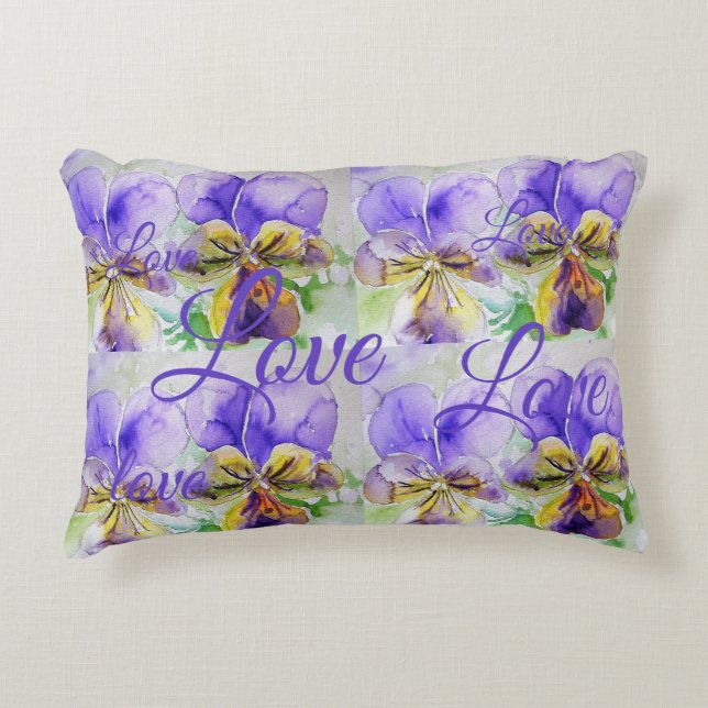 Hübsche Viola Blume Lila Muster Liebe Dekokissen (Vorderseite)