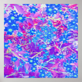 Hübsche Violett-Blau- und Limettengrüne Blume Poster