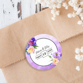 Hübsche violette Blumen Blumenzauber Runder Aufkleber