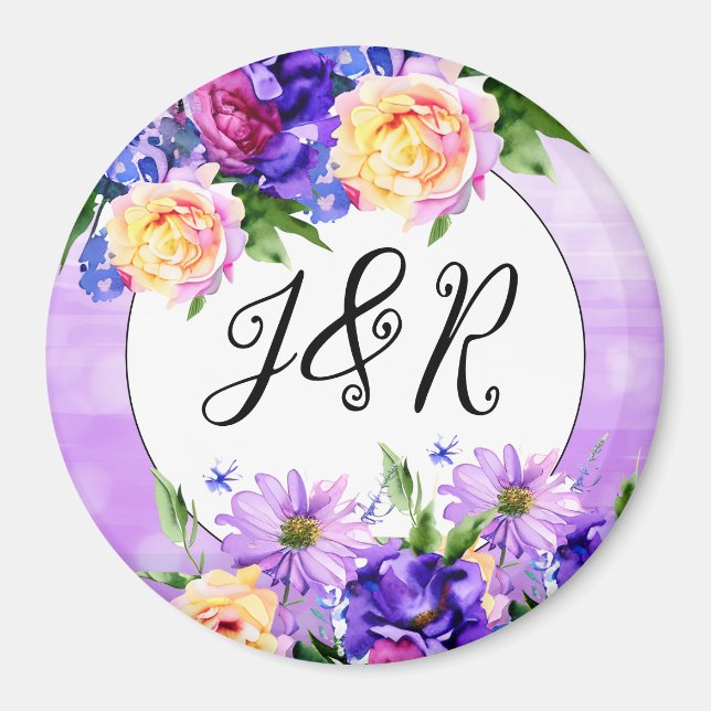 Hübsche violette Blumen Blumenzehen Personalisiert Magnet (Vorne)