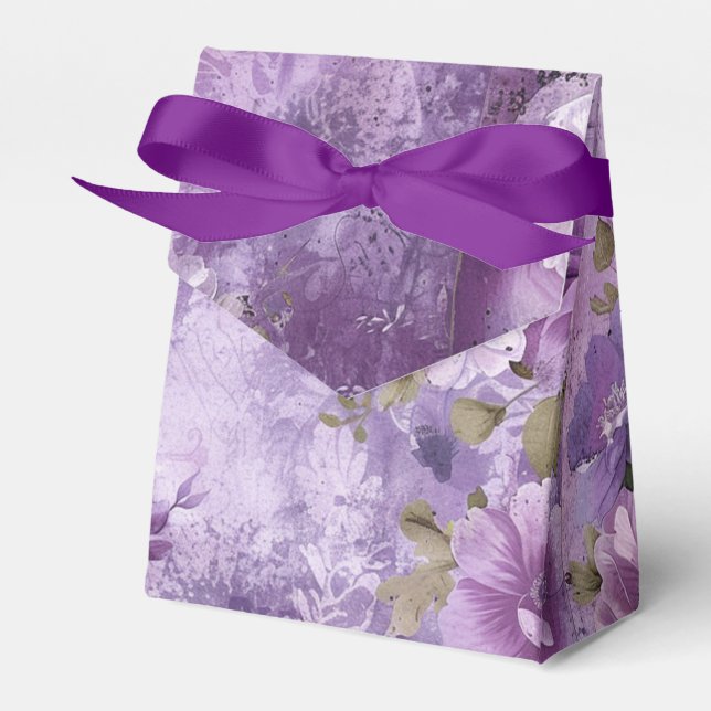 Hübsche violette Blumen Geschenkschachtel (Vorderseite)