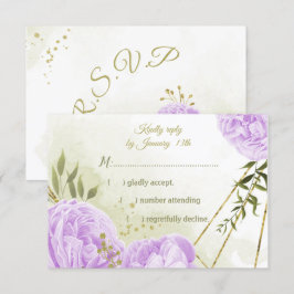 hübsche violette Blumen Grüne Blätter botanisch RSVP Karte