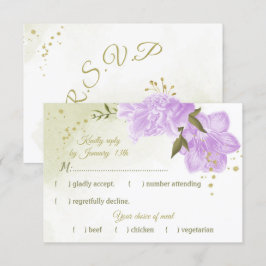 hübsche violette Blumen Grüne Blätter botanisch RSVP Karte