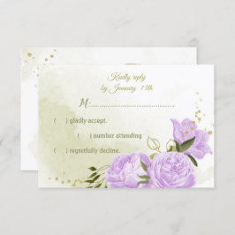 hübsche violette Blumen Grüne Blätter botanisch RSVP Karte