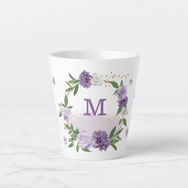 Hübsche violette Blumen Milchtasse (Vorderseite)