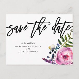 Hübsche violette Blumen Save the Date Postkarte