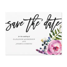Hübsche violette Blumen Save the Date Postkarte