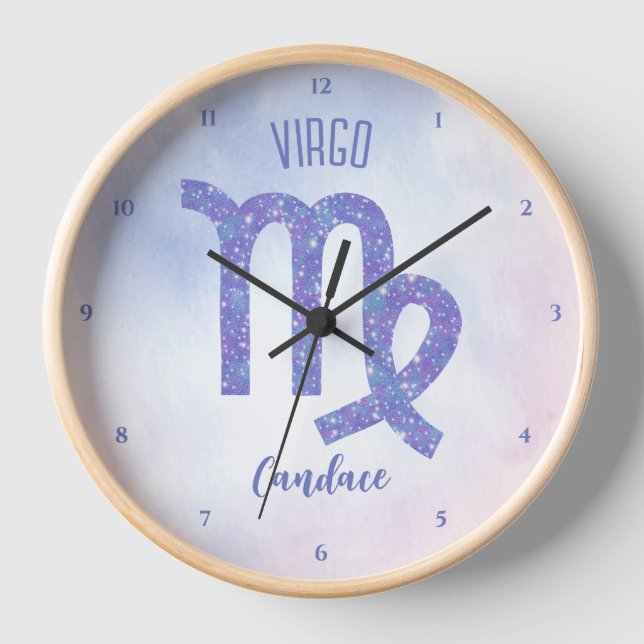 Hübsche Virgo Astrologie Signieren Personalisiert  Uhr (Vorderseite)