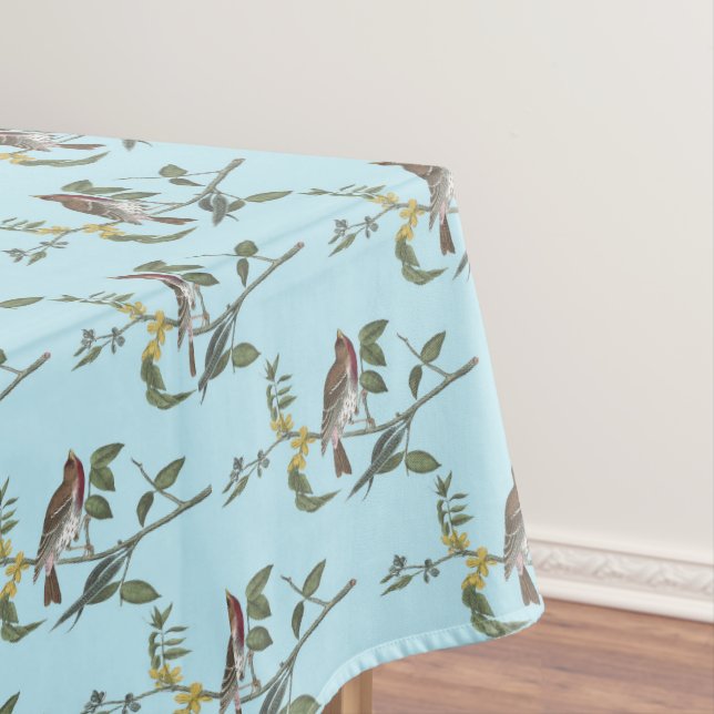 Hübsche Vögel in den Zweigen Türkisfrühling Tischdecke (Beispiel)