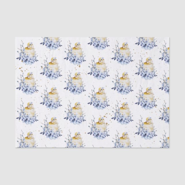 Hübsche Vögel und Blume Seidenpapier (Vorderseite)