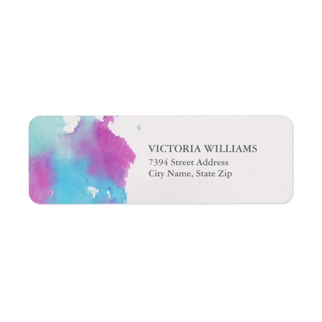 Hübsche Wasserfarbe Blau Lila Rücksendeadresse (Vorne)