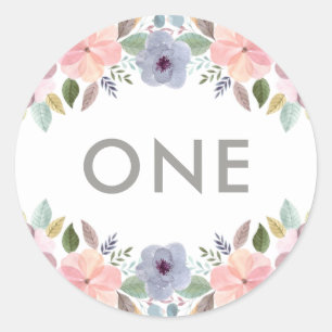 Hübsche Wasserfarbe Blumengeburt Jahr Elegant Runder Aufkleber