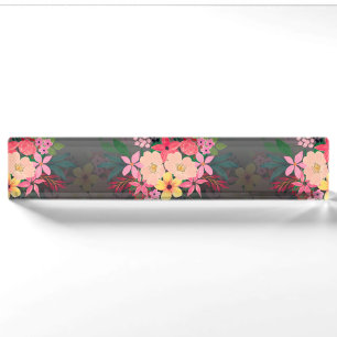 Hübsche Wasserfarbe Floral Schwarz-weiß Ombre Desi Namensplakette