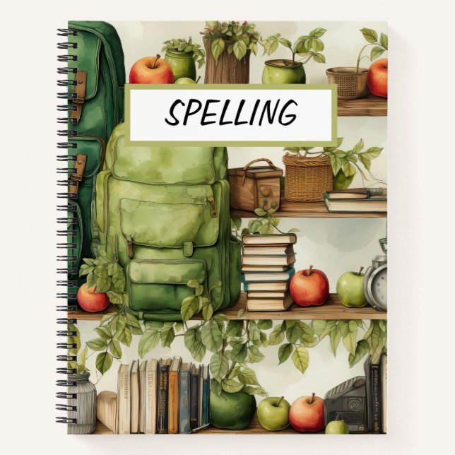 HÜBSCHE WASSERFARBE GRÜNE SCHULE-BACKPACKUNGEN NOTIZBUCH (Vorderseite)