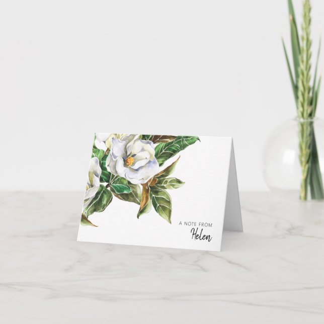 Hübsche Wasserfarbe Magnolien Personalisiert Dankeskarte (Vorderseite)