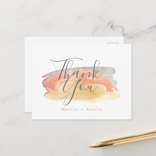 Hübsche Wasserfarbe Minimalistische Hochzeit Viele Postkarte (Vorderseite/Rückseite Beispiel)