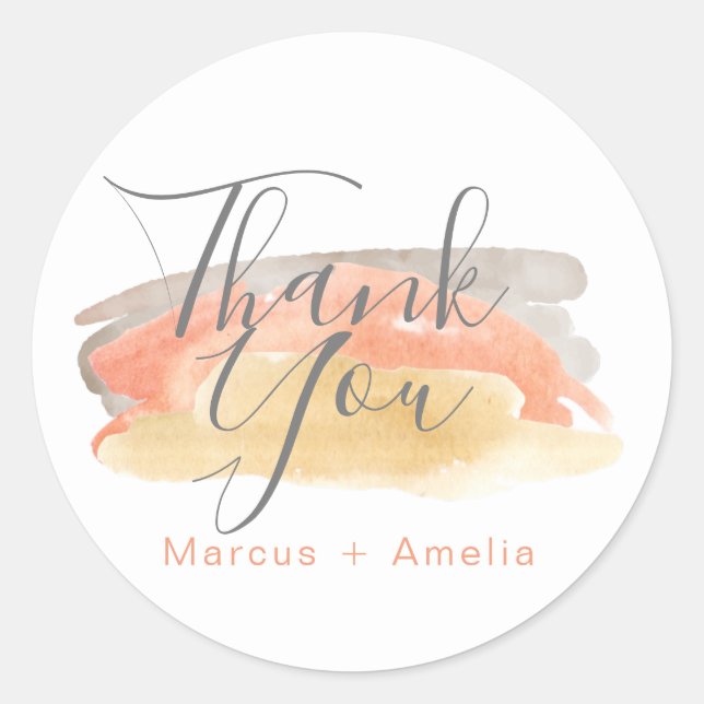 Hübsche Wasserfarbe Minimalistische Hochzeit Viele Runder Aufkleber (Vorderseite)